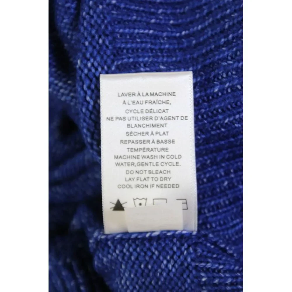 Renuar Womens Long Sleeve Round Neck Oversized Pullover Sweater Blue Size S